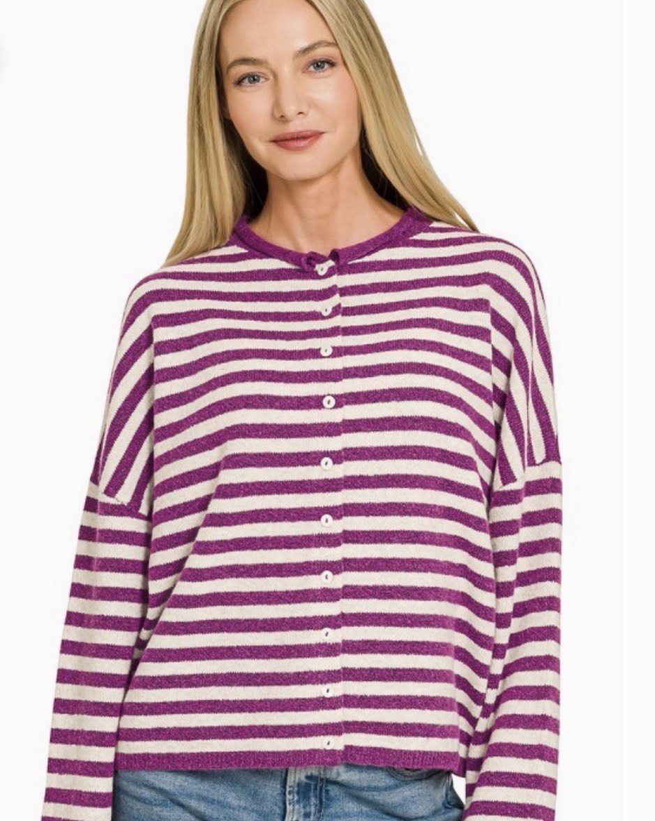 Striped Button Down Sweater