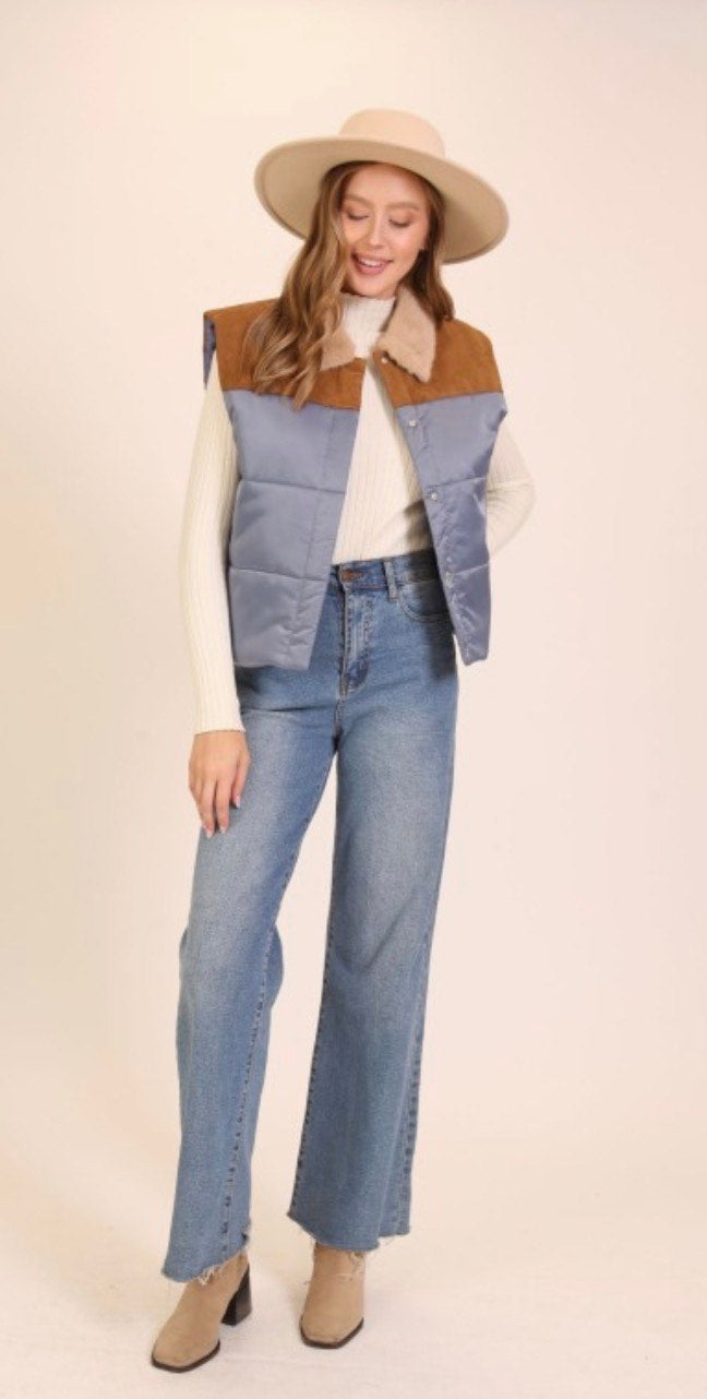 Aspen Color-Block Puffer Vest
