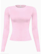 Long Sleeve Round Neck Solid Basic Top