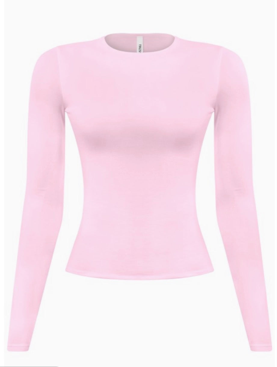 Long Sleeve Round Neck Solid Basic Top