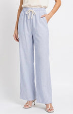 Striped Drawstring Straight Pants