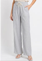 Striped Drawstring Straight Pants