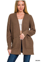 Waffle Open Cardigan Sweater