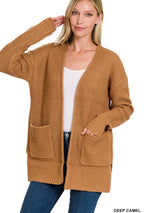 Waffle Open Cardigan Sweater