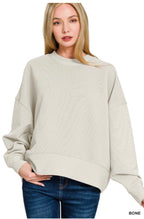 Ribbed Balloon Sleeve Pullover