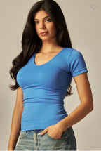 Seamless V-Neck Short Sleeve